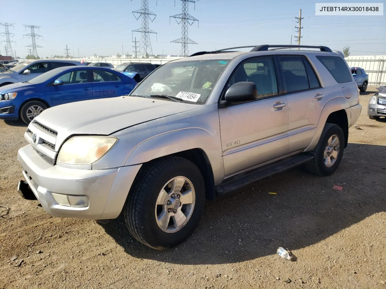 2003 Toyota 4Runner Sr5 VIN: JTEBT14RX30018438 Lot: 73774894