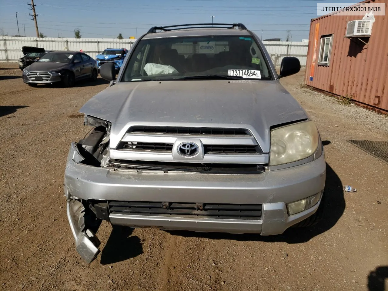 2003 Toyota 4Runner Sr5 VIN: JTEBT14RX30018438 Lot: 73774894