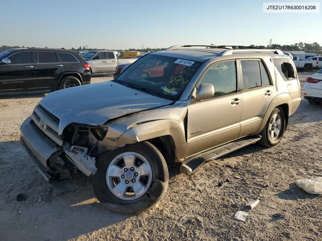 2003 Toyota 4Runner Limited VIN: JTEZU17R630016208 Lot: 74574224