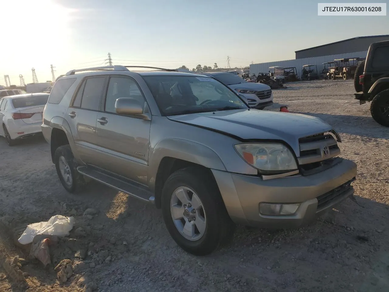 2003 Toyota 4Runner Limited VIN: JTEZU17R630016208 Lot: 74574224