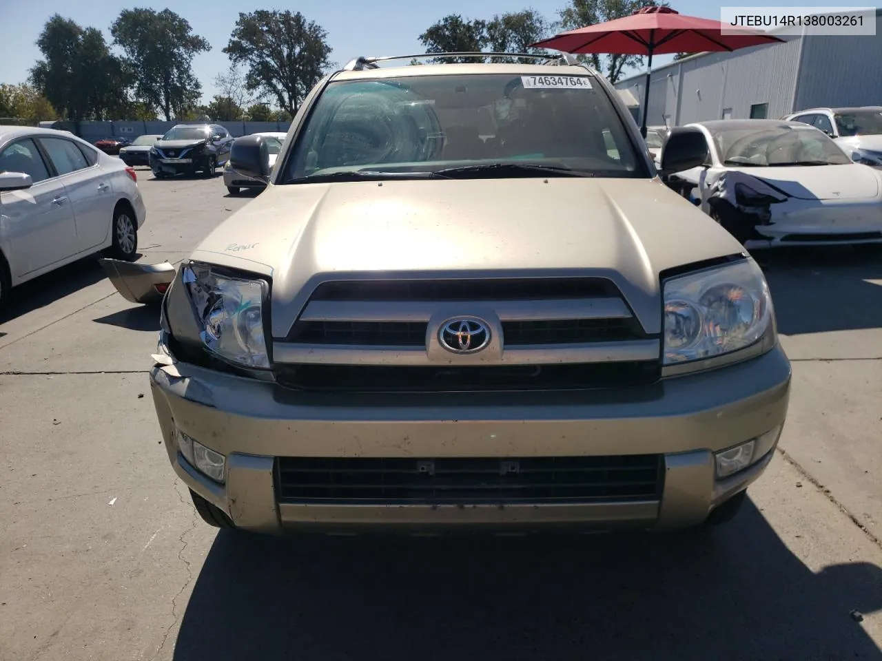 2003 Toyota 4Runner Sr5 VIN: JTEBU14R138003261 Lot: 74634764