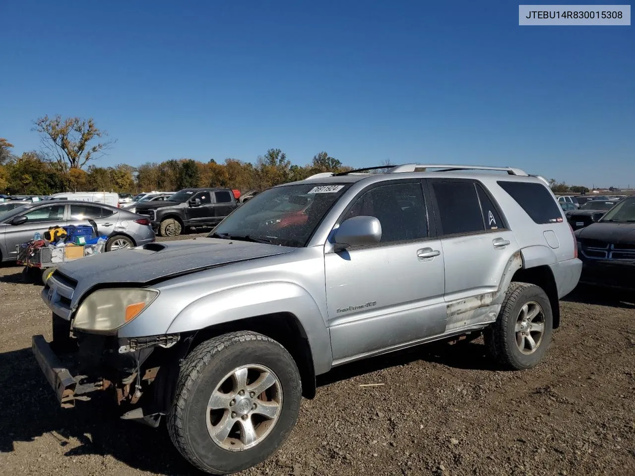 2003 Toyota 4Runner Sr5 VIN: JTEBU14R830015308 Lot: 76911924