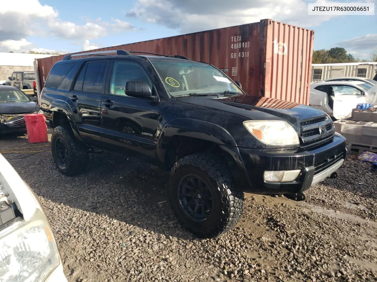 2003 Toyota 4Runner Limited VIN: JTEZU17R630006651 Lot: 78591194