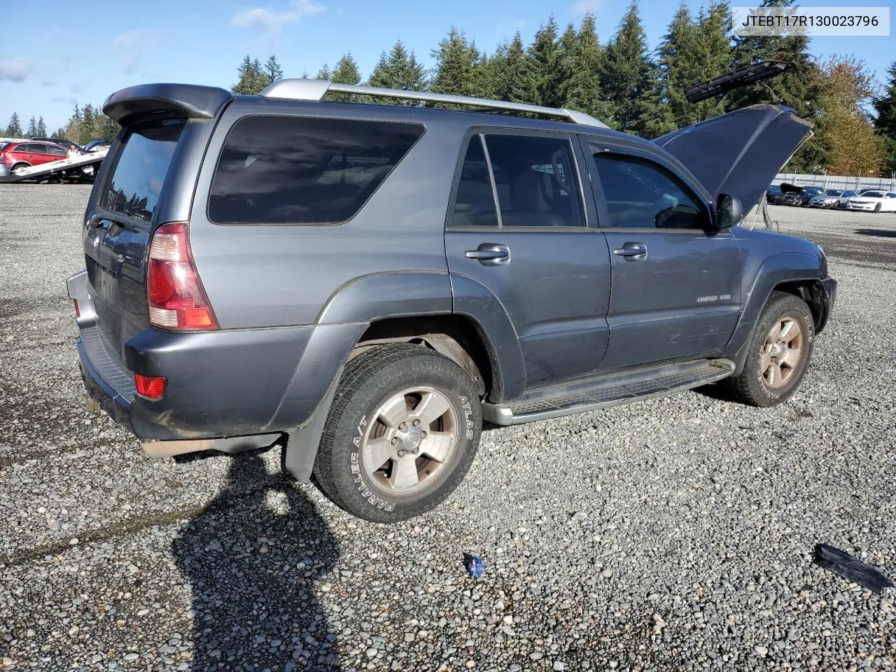 2003 Toyota 4Runner Limited VIN: JTEBT17R130023796 Lot: 79118314