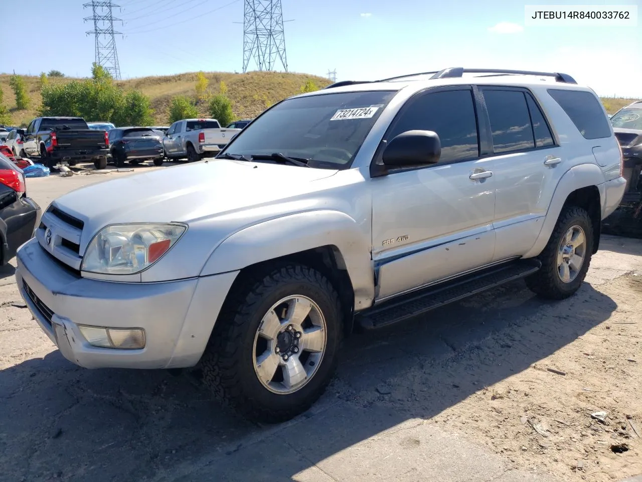 2004 Toyota 4Runner Sr5 VIN: JTEBU14R840033762 Lot: 73214724