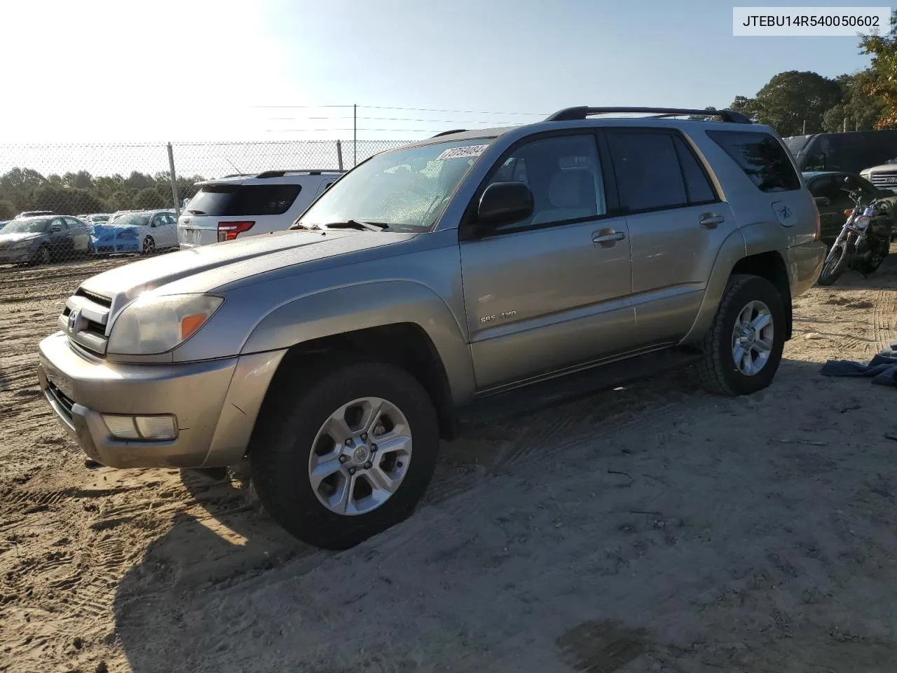 2004 Toyota 4Runner Sr5 VIN: JTEBU14R540050602 Lot: 73759484