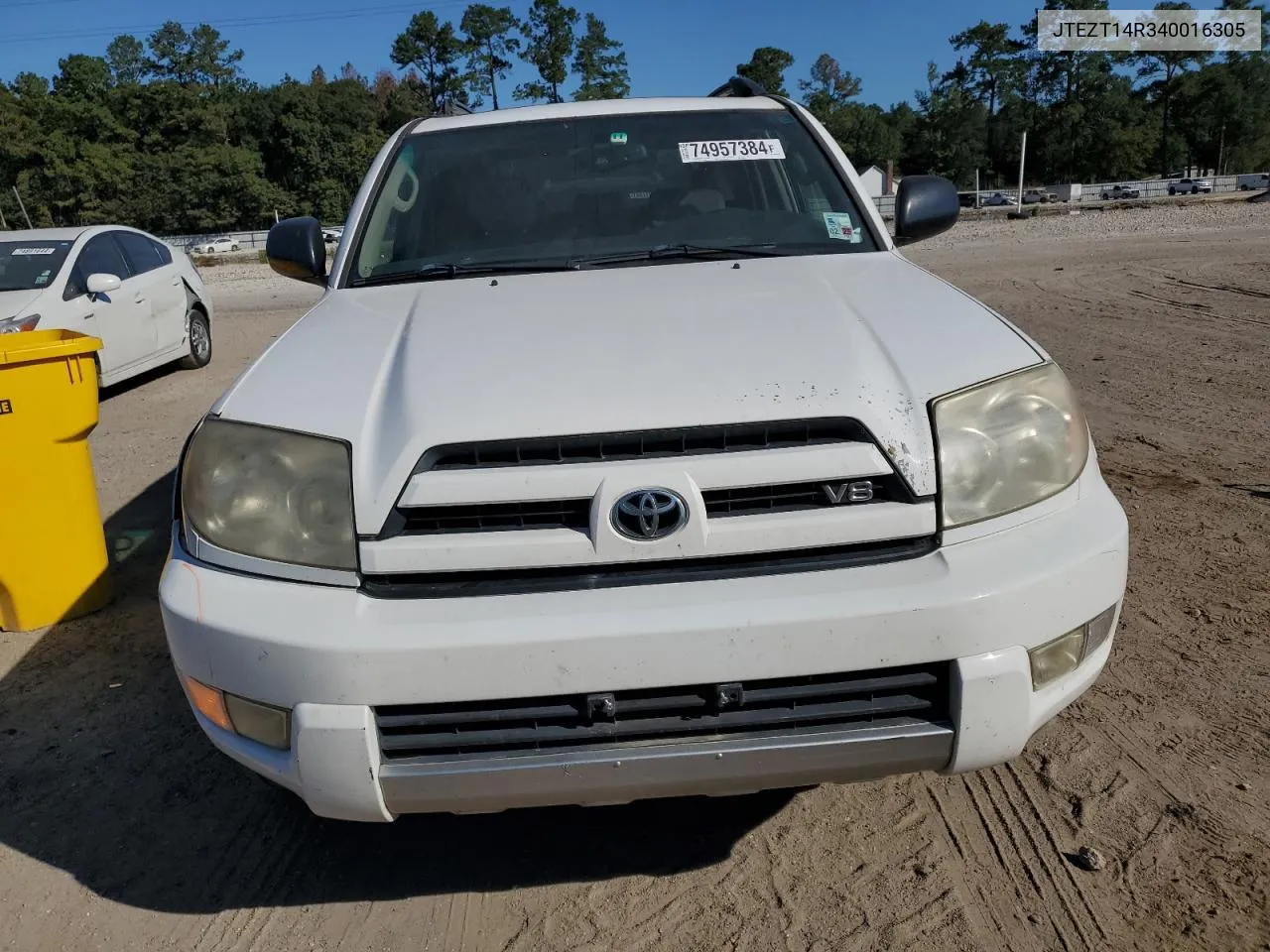 2004 Toyota 4Runner Sr5 VIN: JTEZT14R340016305 Lot: 74957384