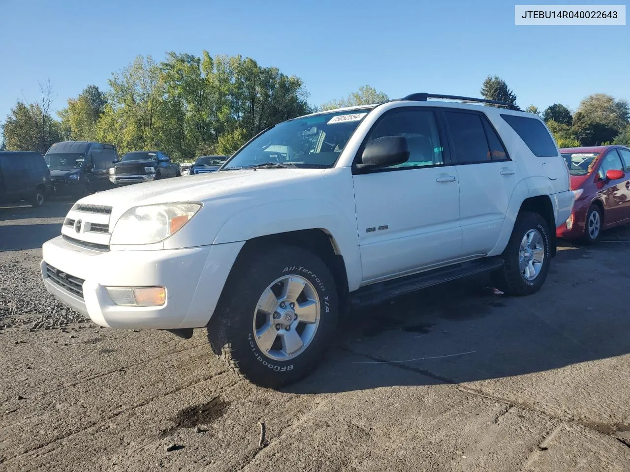 2004 Toyota 4Runner Sr5 VIN: JTEBU14R040022643 Lot: 75052554