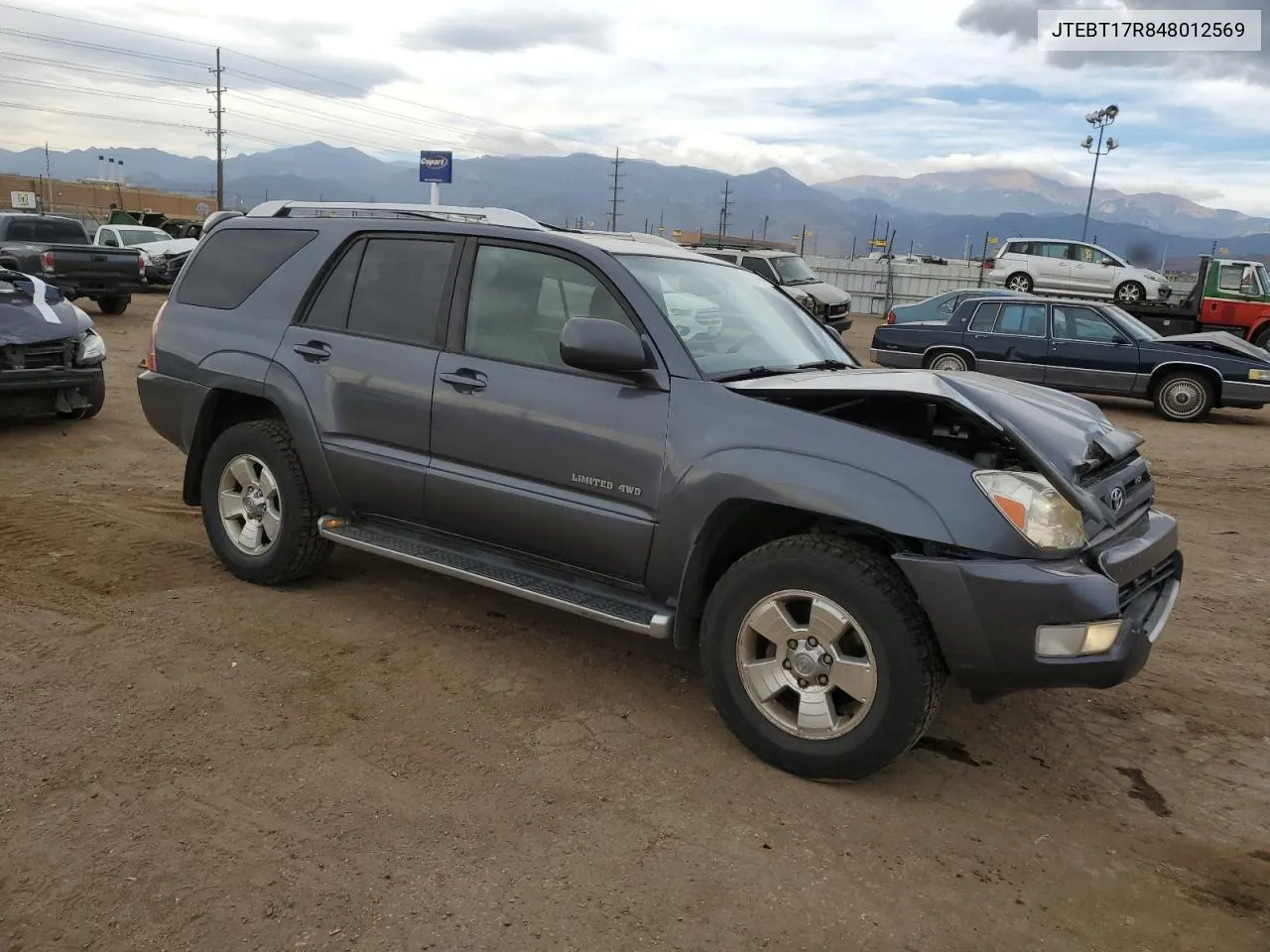 2004 Toyota 4Runner Limited VIN: JTEBT17R848012569 Lot: 76716904