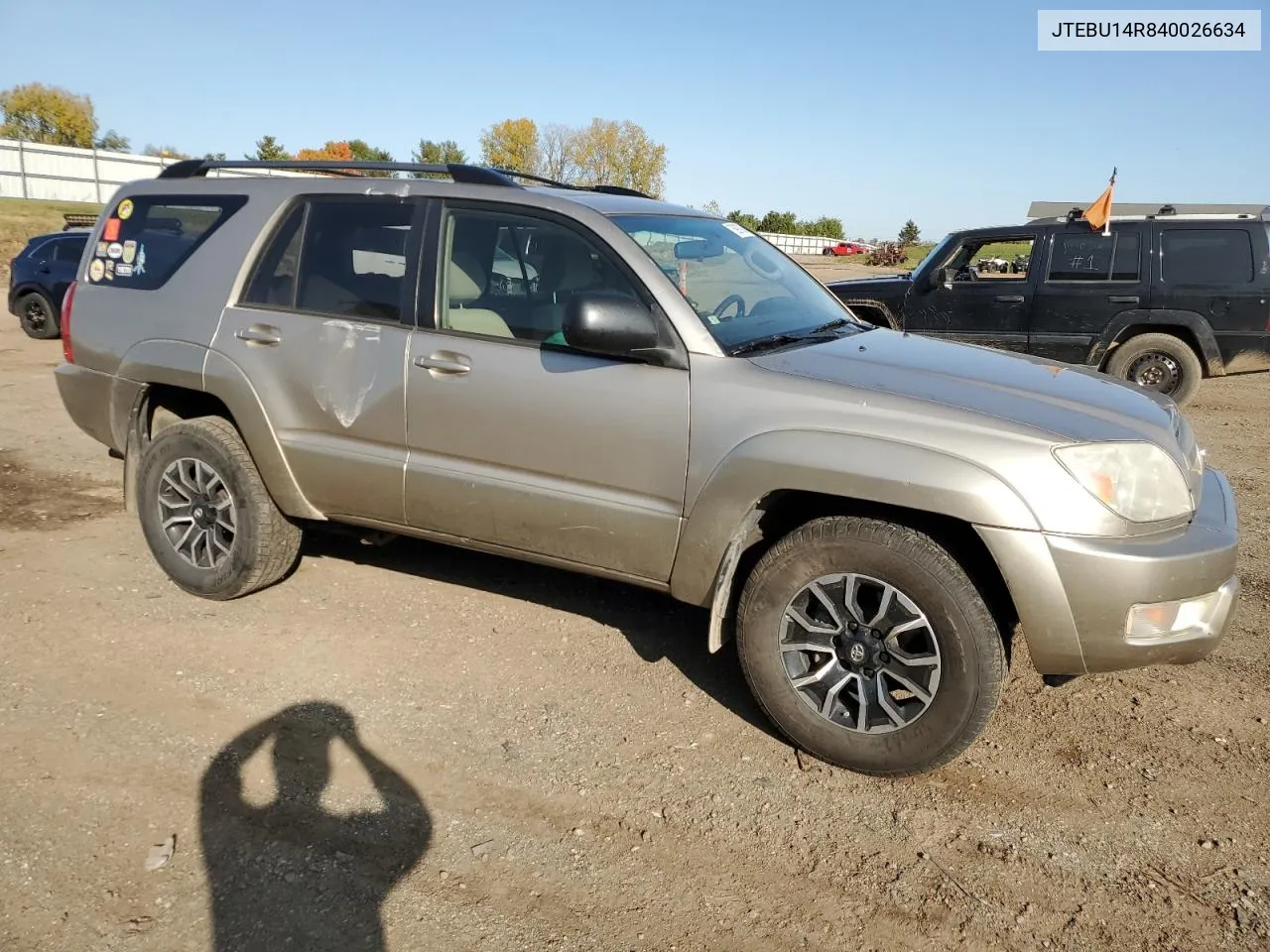 2004 Toyota 4Runner Sr5 VIN: JTEBU14R840026634 Lot: 76997064