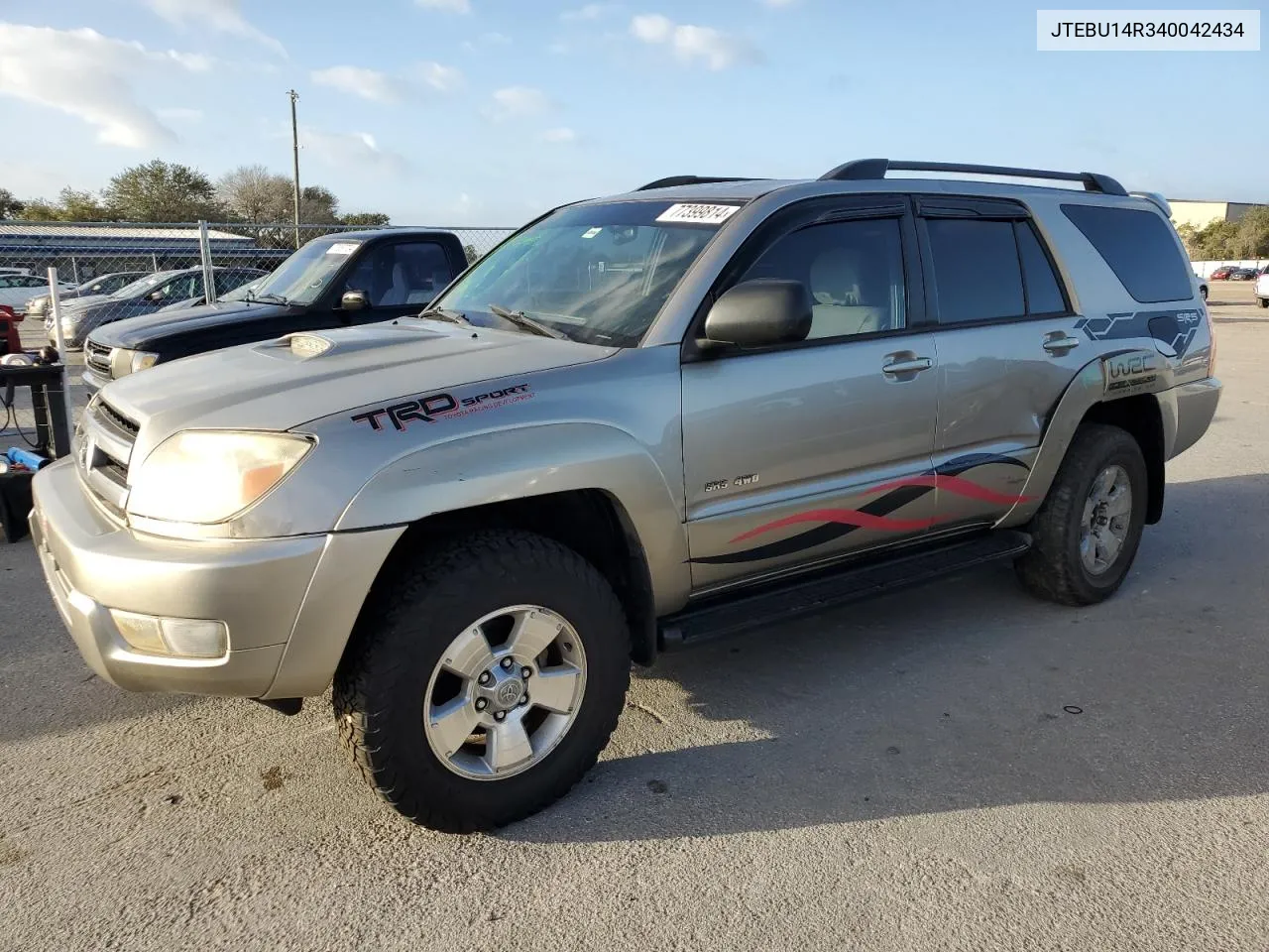 2004 Toyota 4Runner Sr5 VIN: JTEBU14R340042434 Lot: 77399814