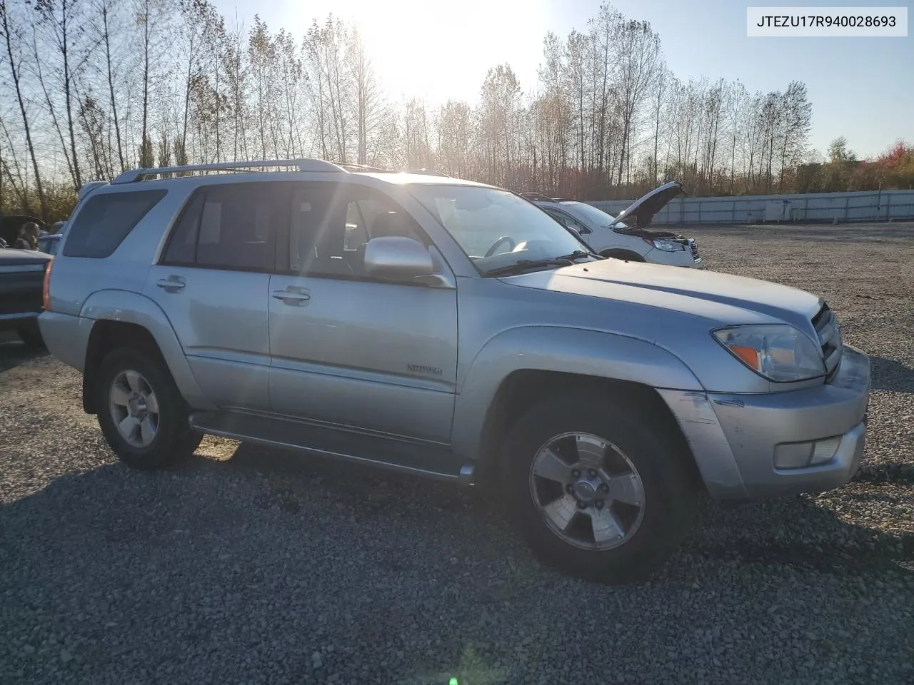 2004 Toyota 4Runner Limited VIN: JTEZU17R940028693 Lot: 77682874