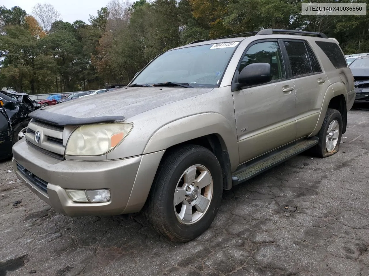 2004 Toyota 4Runner Sr5 VIN: JTEZU14RX40036550 Lot: 80478054