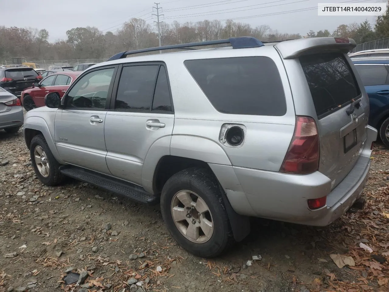 2004 Toyota 4Runner Sr5 VIN: JTEBT14R140042029 Lot: 80887314