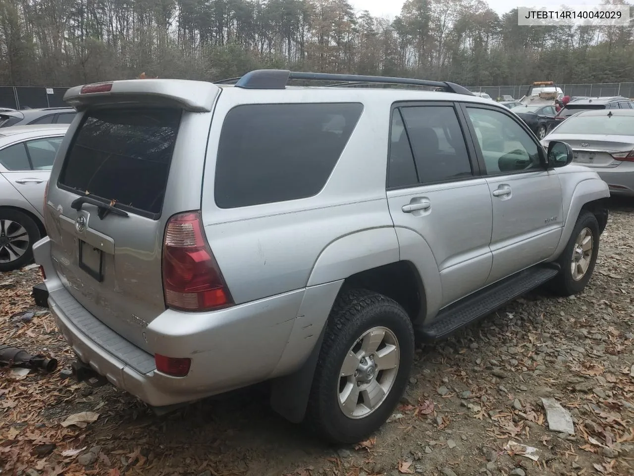 2004 Toyota 4Runner Sr5 VIN: JTEBT14R140042029 Lot: 80887314