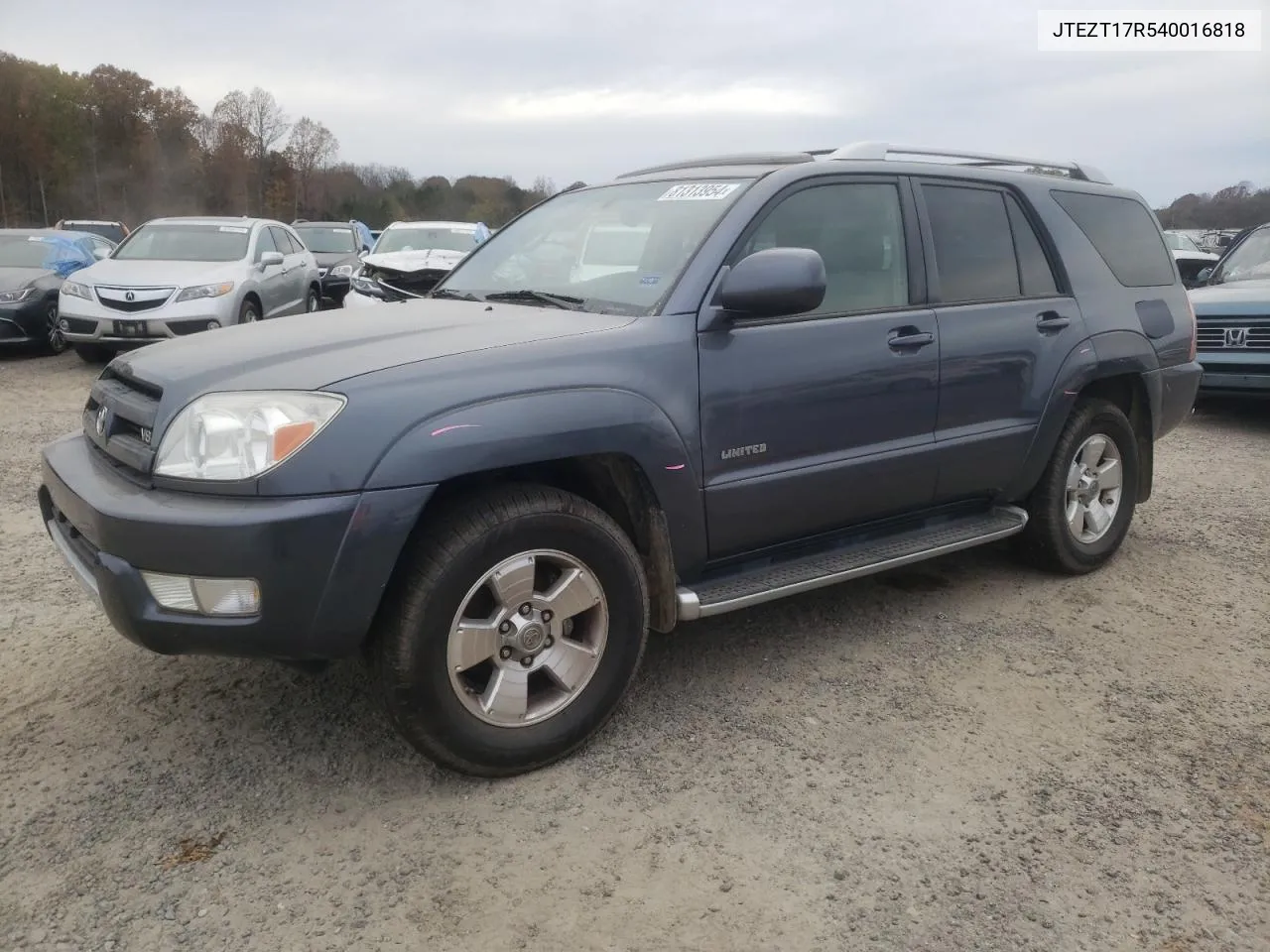 2004 Toyota 4Runner Limited VIN: JTEZT17R540016818 Lot: 81313954