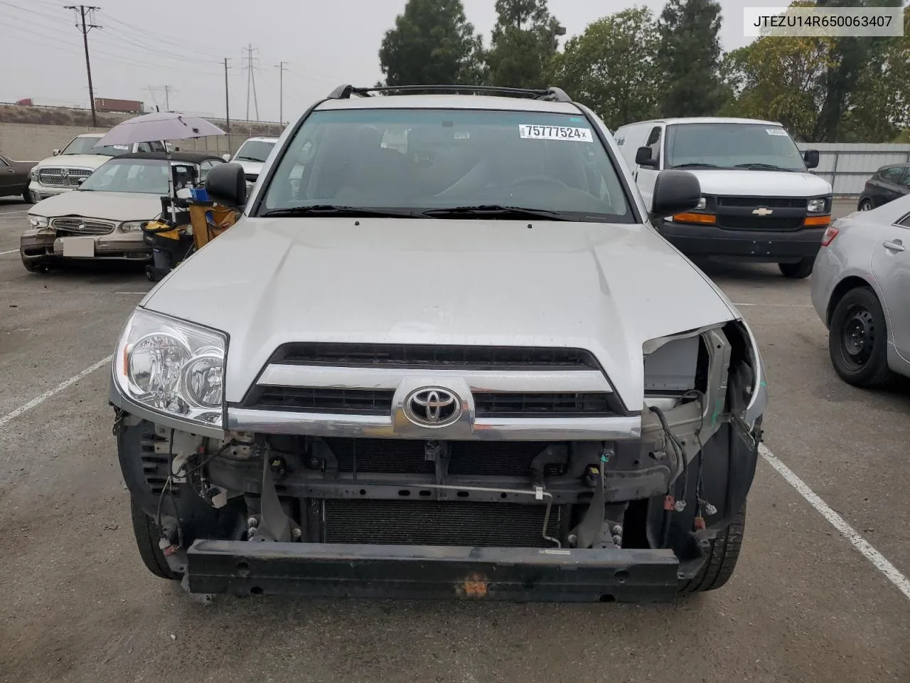 2005 Toyota 4Runner Sr5 VIN: JTEZU14R650063407 Lot: 75777524