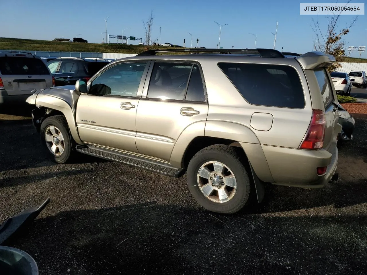 2005 Toyota 4Runner Limited VIN: JTEBT17R050054654 Lot: 77578564