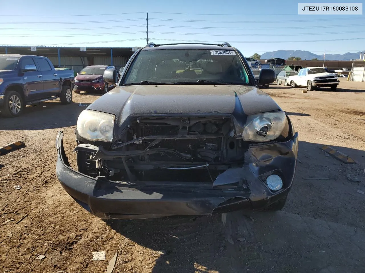 2006 Toyota 4Runner Limited VIN: JTEZU17R160083108 Lot: 72583604