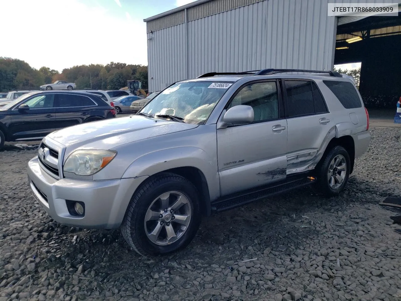 2006 Toyota 4Runner Limited VIN: JTEBT17R868033909 Lot: 75186624