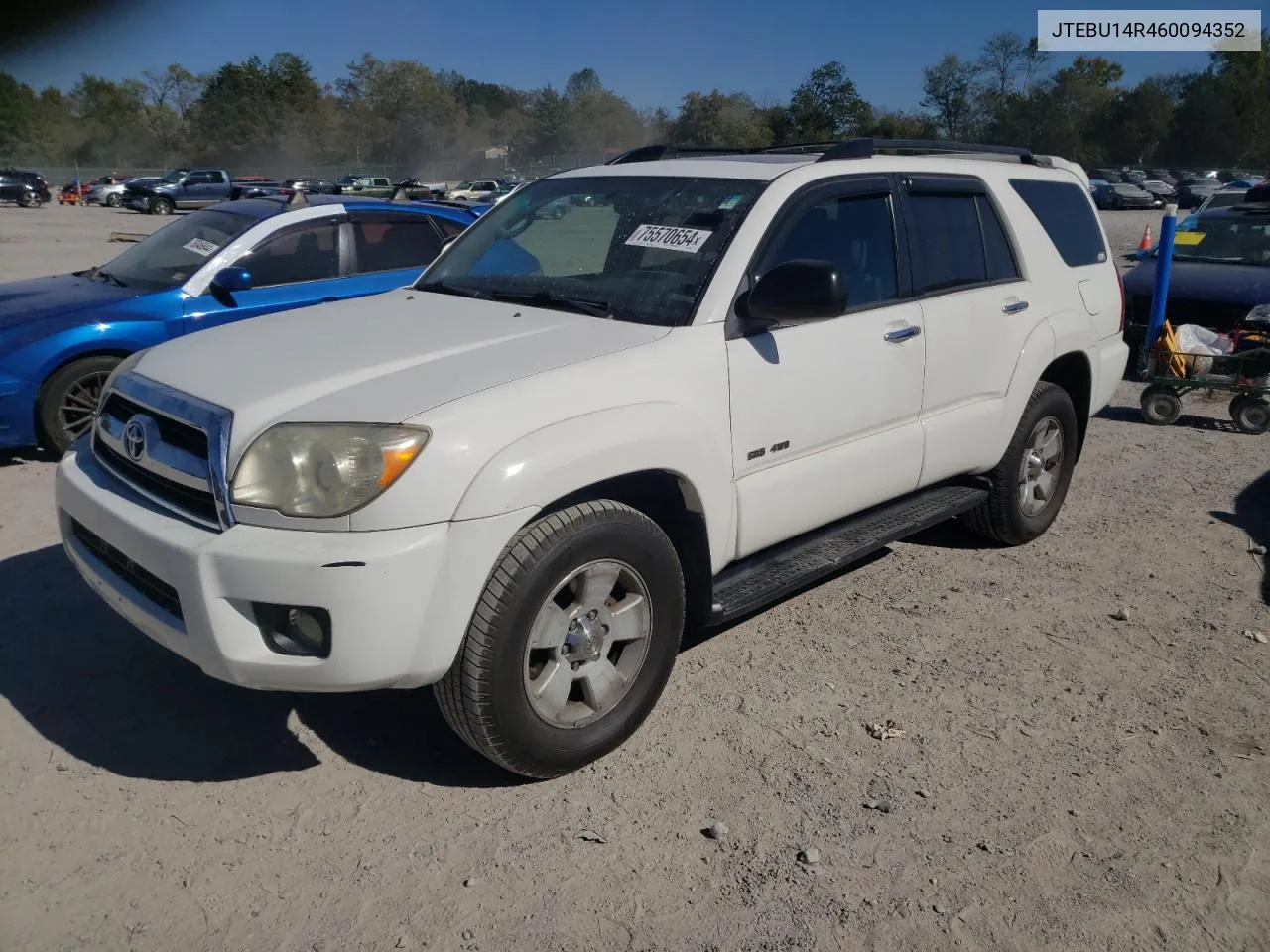 2006 Toyota 4Runner Sr5 VIN: JTEBU14R460094352 Lot: 75570654