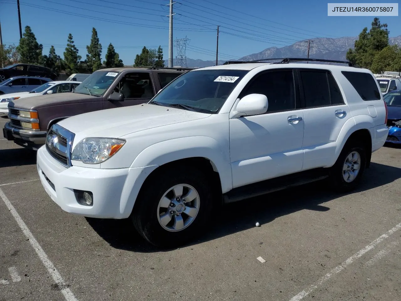 2006 Toyota 4Runner Sr5 VIN: JTEZU14R360075807 Lot: 75714154