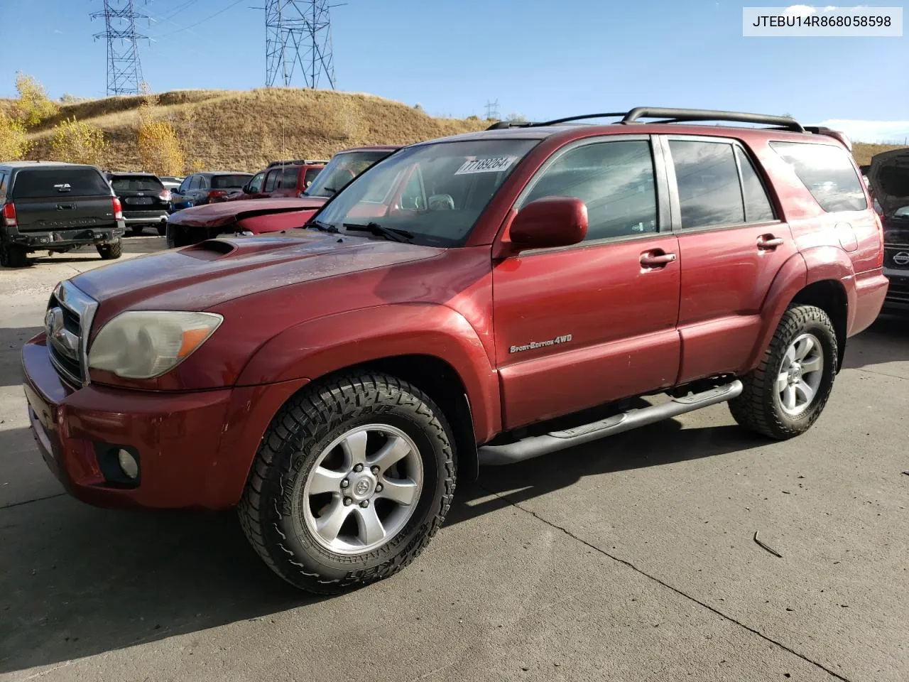 2006 Toyota 4Runner Sr5 VIN: JTEBU14R868058598 Lot: 77189264