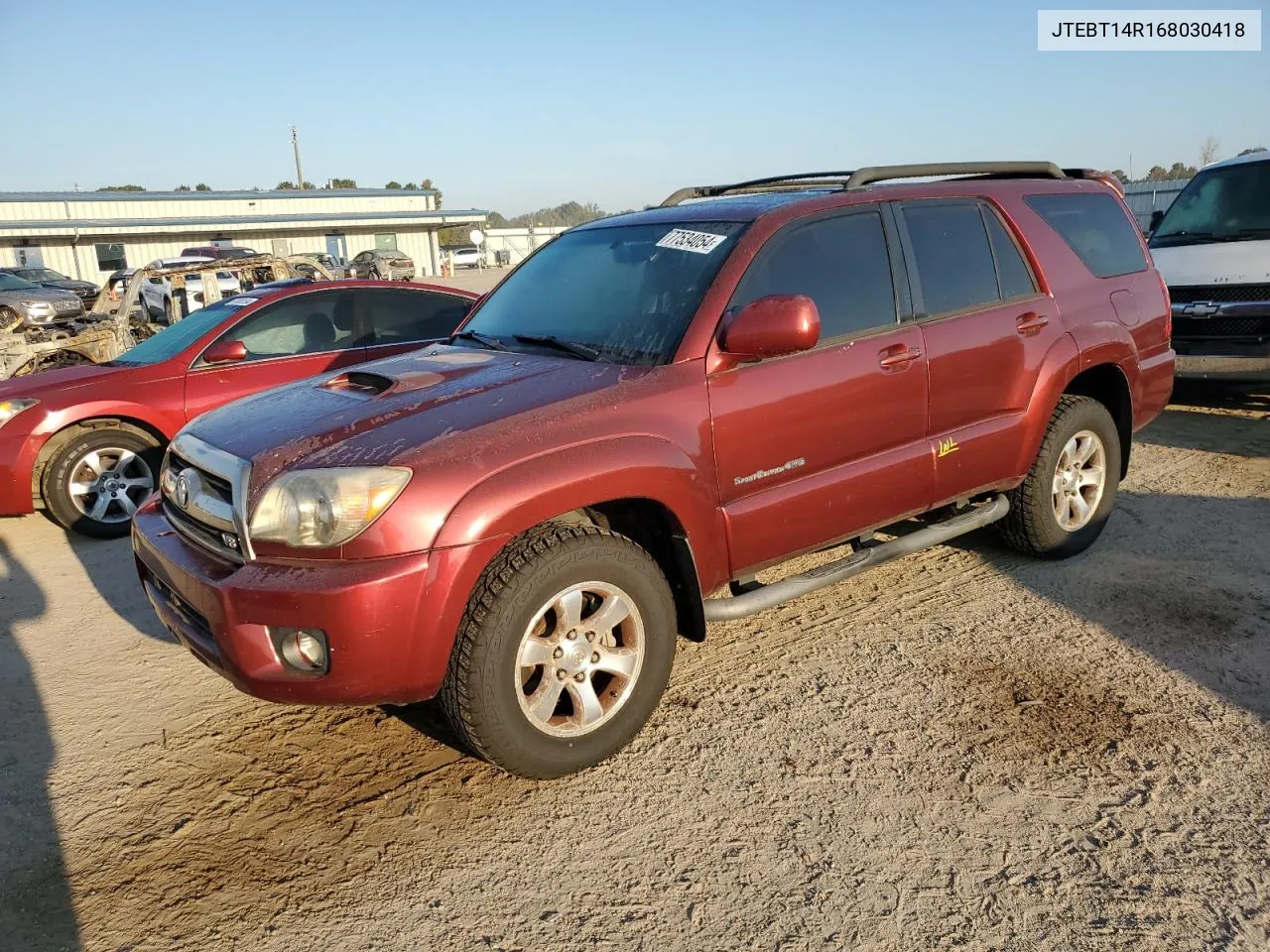 2006 Toyota 4Runner Sr5 VIN: JTEBT14R168030418 Lot: 77534054