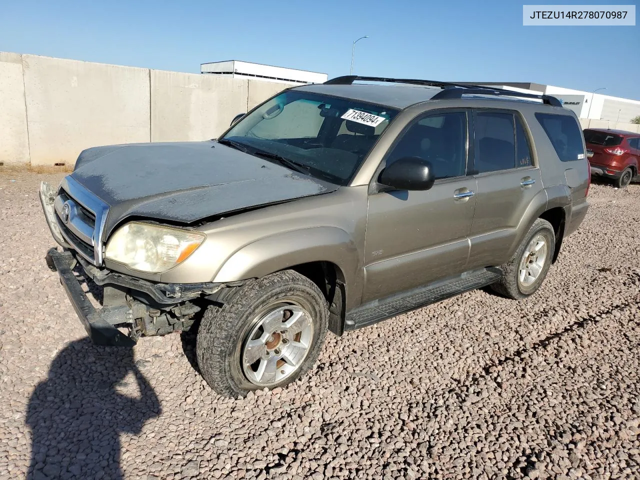 2007 Toyota 4Runner Sr5 VIN: JTEZU14R278070987 Lot: 71394094