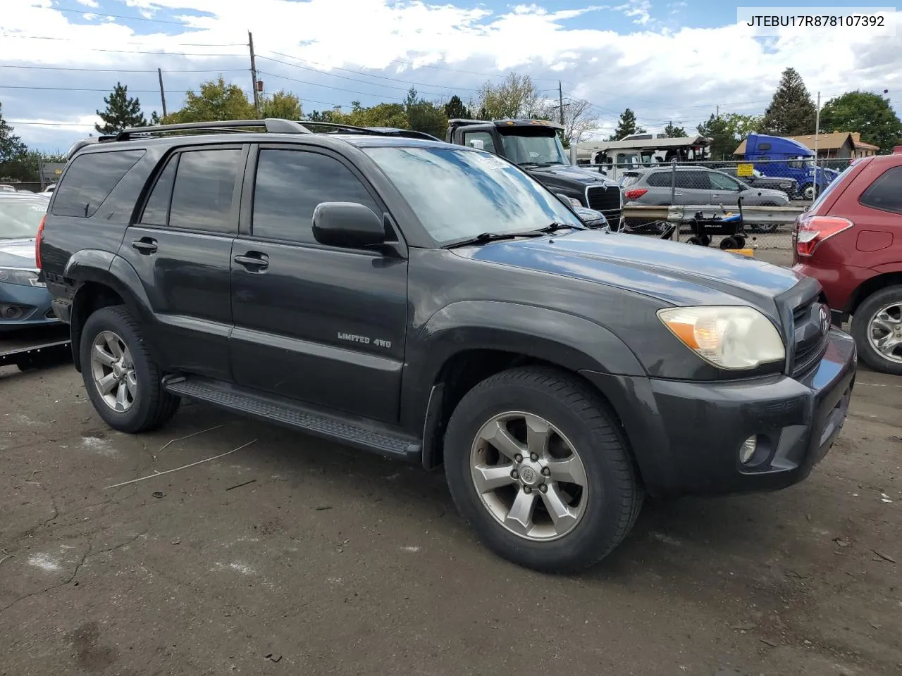 JTEBU17R878107392 2007 Toyota 4Runner Limited