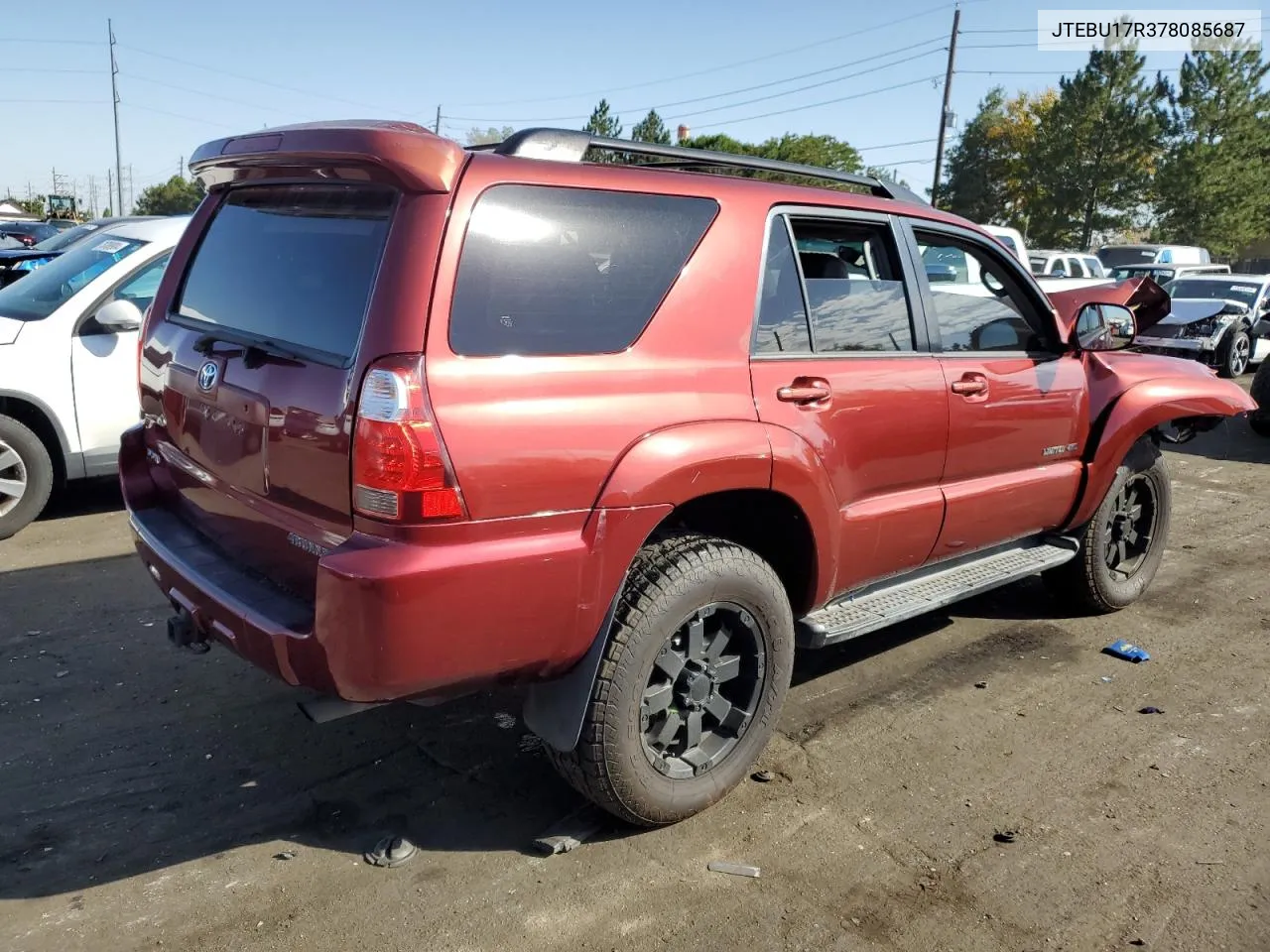 2007 Toyota 4Runner Limited VIN: JTEBU17R378085687 Lot: 73991964