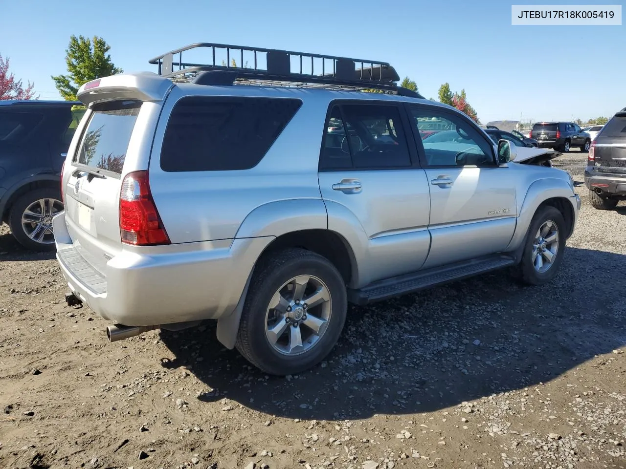 2008 Toyota 4Runner Limited VIN: JTEBU17R18K005419 Lot: 72808884