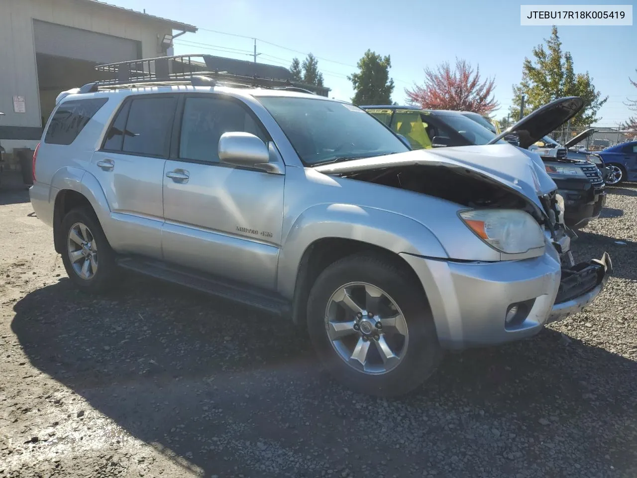 2008 Toyota 4Runner Limited VIN: JTEBU17R18K005419 Lot: 72808884