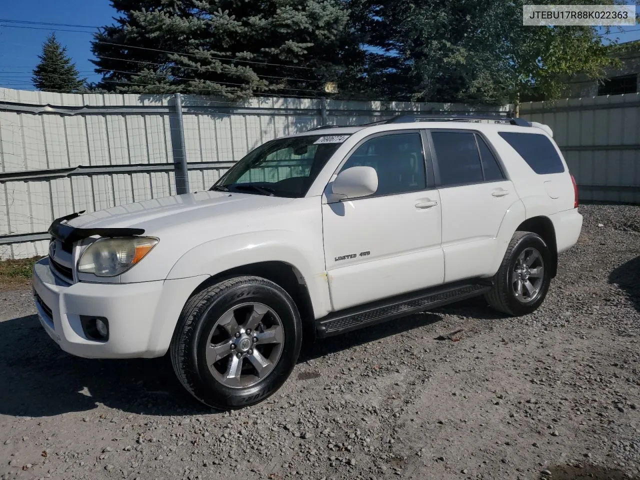 2008 Toyota 4Runner Limited VIN: JTEBU17R88K022363 Lot: 76906774