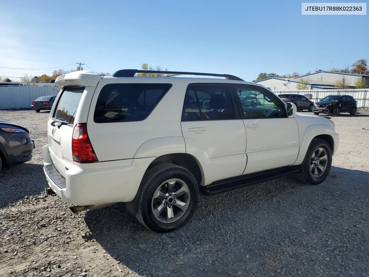 2008 Toyota 4Runner Limited VIN: JTEBU17R88K022363 Lot: 76906774