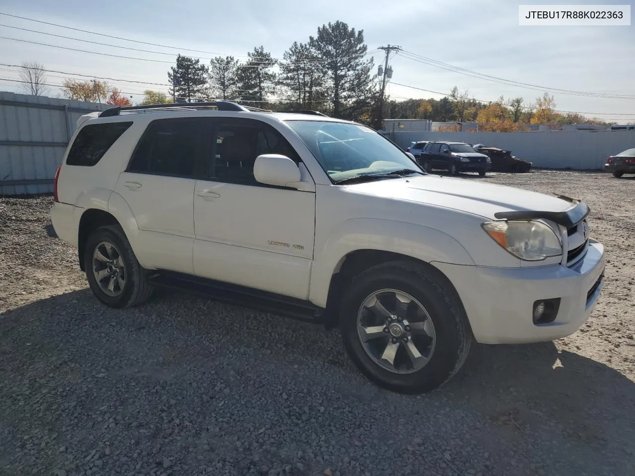 2008 Toyota 4Runner Limited VIN: JTEBU17R88K022363 Lot: 76906774