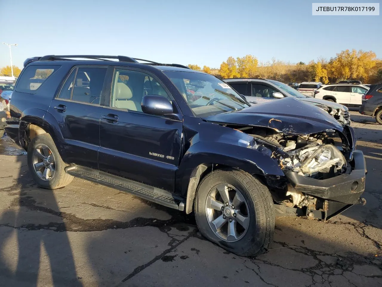 2008 Toyota 4Runner Limited VIN: JTEBU17R78K017199 Lot: 77384824