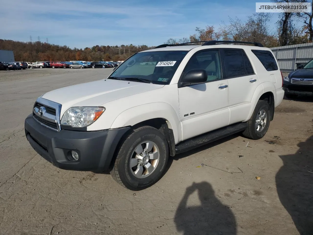 2008 Toyota 4Runner Sr5 VIN: JTEBU14R98K031335 Lot: 78143454