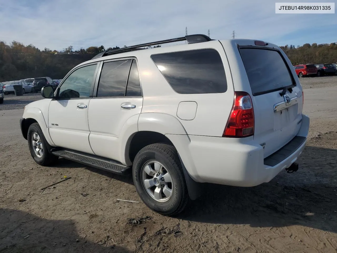 2008 Toyota 4Runner Sr5 VIN: JTEBU14R98K031335 Lot: 78143454