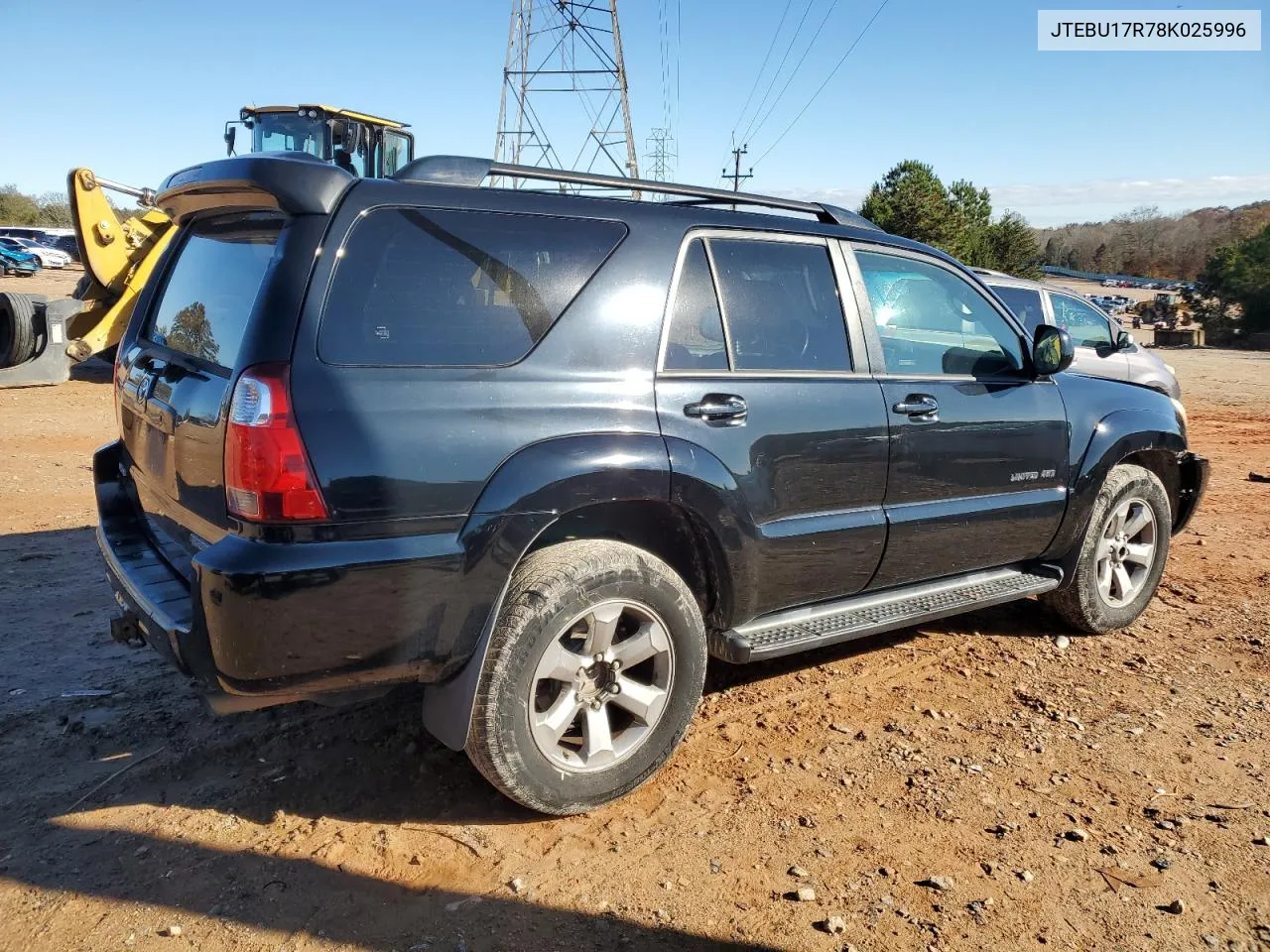 2008 Toyota 4Runner Limited VIN: JTEBU17R78K025996 Lot: 80631444