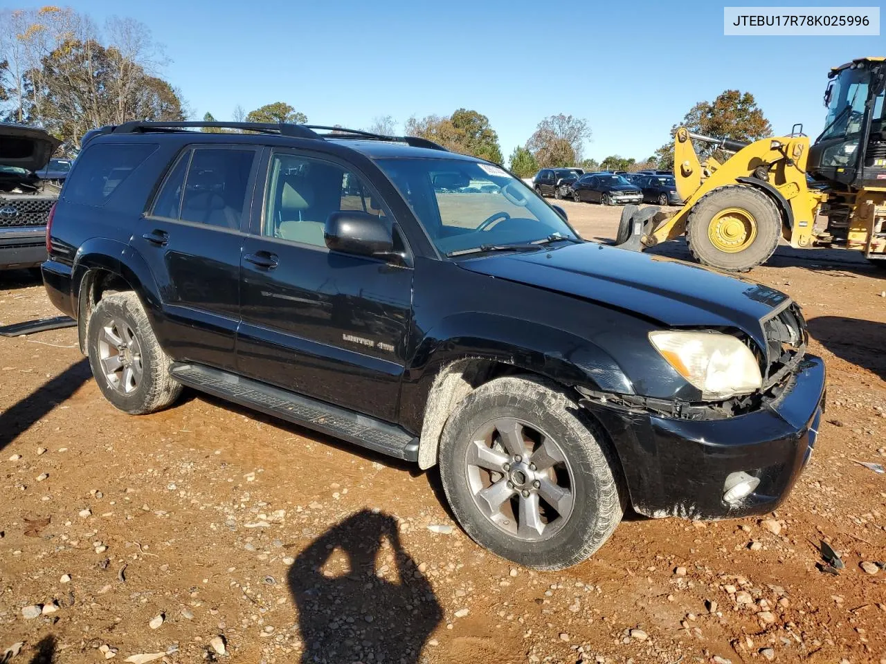 2008 Toyota 4Runner Limited VIN: JTEBU17R78K025996 Lot: 80631444