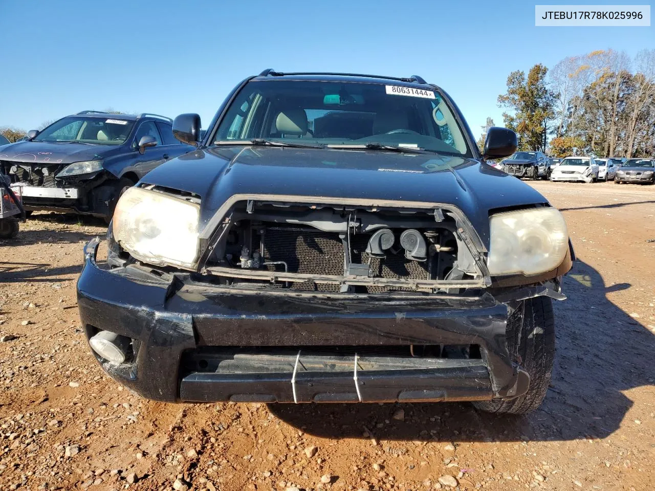 2008 Toyota 4Runner Limited VIN: JTEBU17R78K025996 Lot: 80631444