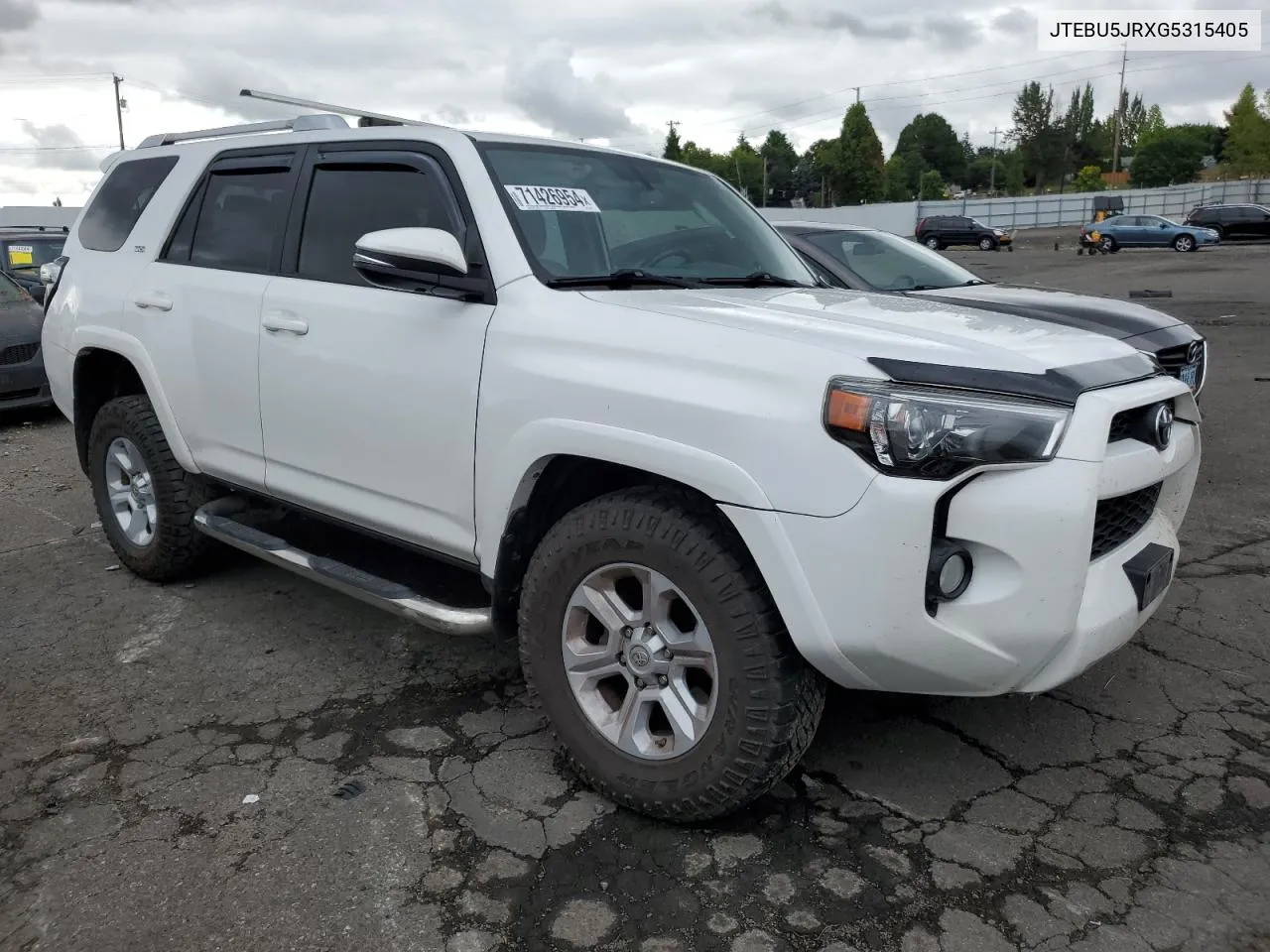 2016 Toyota 4Runner Sr5/Sr5 Premium VIN: JTEBU5JRXG5315405 Lot: 71426954