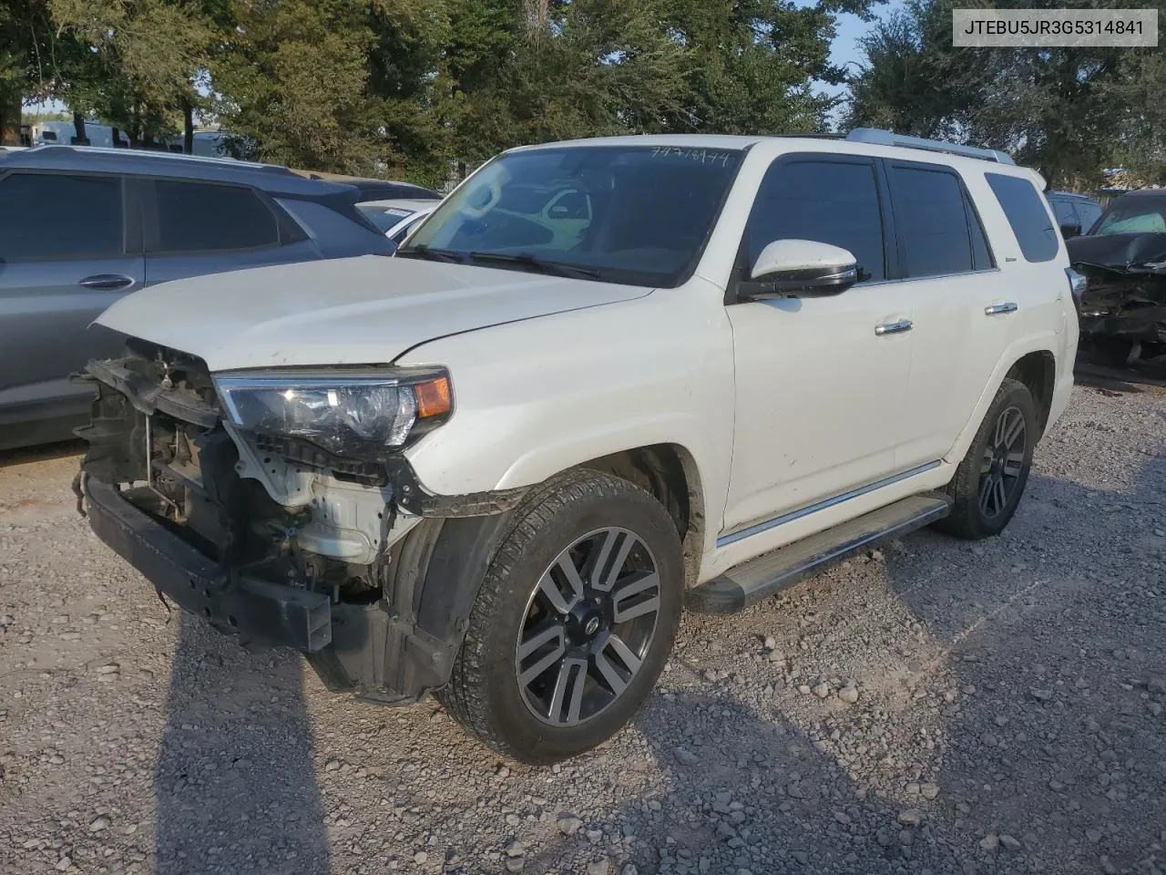 2016 Toyota 4Runner Sr5/Sr5 Premium VIN: JTEBU5JR3G5314841 Lot: 74718944