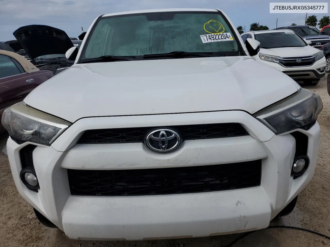 2016 Toyota 4Runner Sr5/Sr5 Premium VIN: JTEBU5JRXG5345777 Lot: 74922204