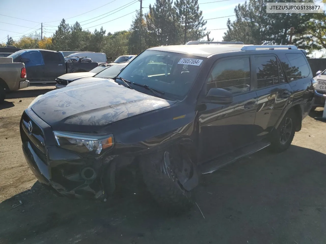 2016 Toyota 4Runner Sr5 VIN: JTEZU5JR0G5138877 Lot: 75057554