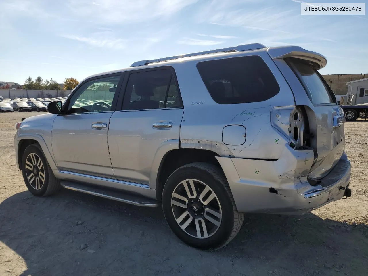 2016 Toyota 4Runner Sr5/Sr5 Premium VIN: JTEBU5JR3G5280478 Lot: 78073534