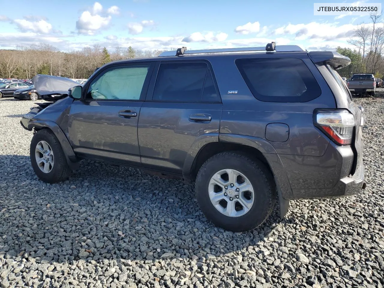 2016 Toyota 4Runner Sr5/Sr5 Premium VIN: JTEBU5JRXG5322550 Lot: 79814474