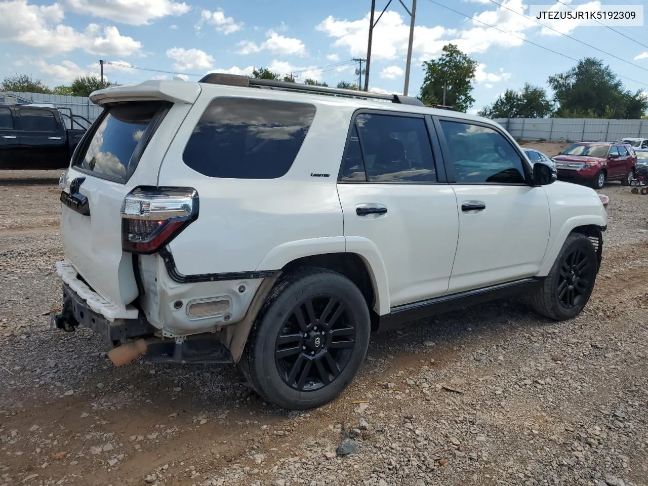 2019 Toyota 4Runner Sr5 VIN: JTEZU5JR1K5192309 Lot: 70440094