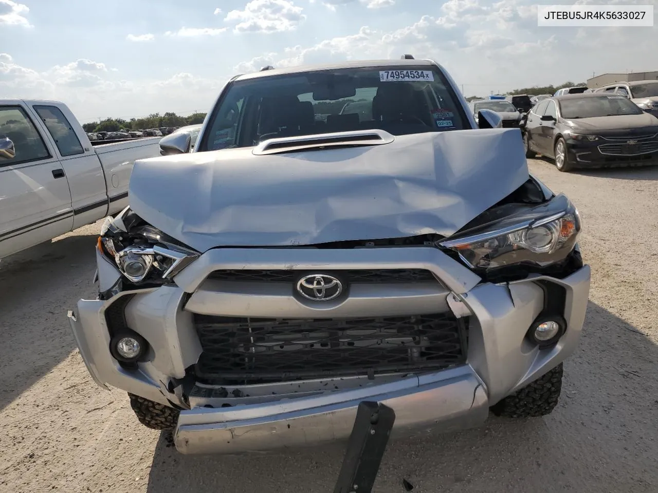 2019 Toyota 4Runner Sr5 VIN: JTEBU5JR4K5633027 Lot: 74954534